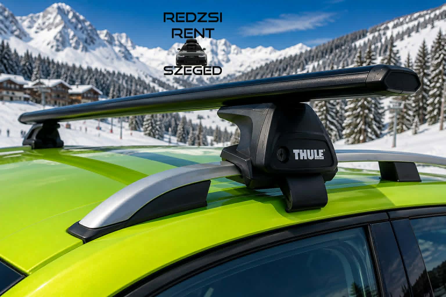 Nyitott tetőkorlátos autó Thule keresztrúddal